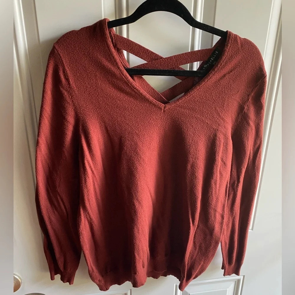 Love Ellie Mia Back Detail Knit Pullover Sweater Burgundy Orange Size XXL - Picture 5 of 7